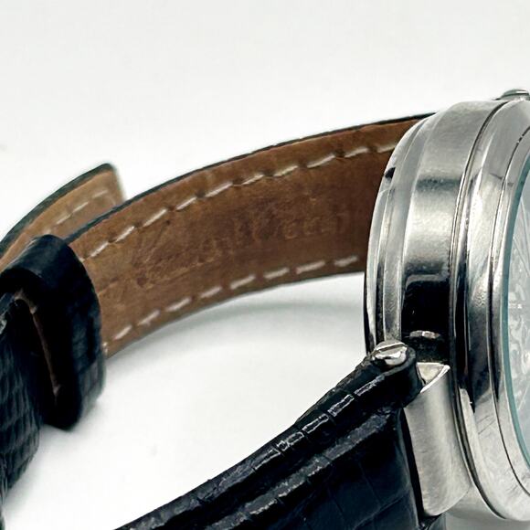 Kenneth Cole New York Ladies Skeleton Automatic Silver Dial Watch w Leather Band - Picture 9 of 9